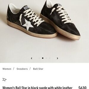 Golden Goose Women's Ball Star Sneakers in Black Suede and White